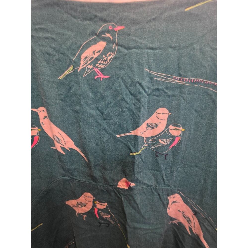 Boden Viscose Dress 3/4 Sleeve Womens Green Bird Print Side Zip Cottagecore - Picture 4 of 11
